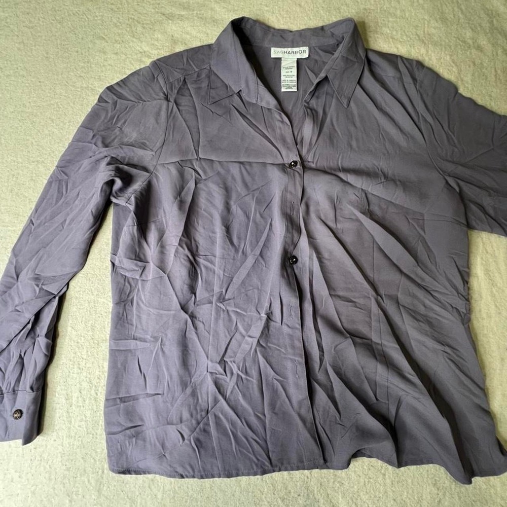 Sag Harbor Womens Purple Polyester Button Up Blouse Workwear Size 18 F6320IKM